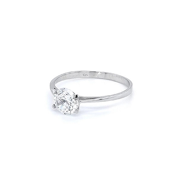 Engagement Ring with White Gold Zircon