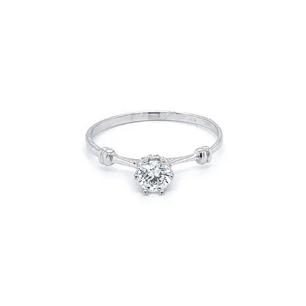 Engagement Ring with White Gold Zircon