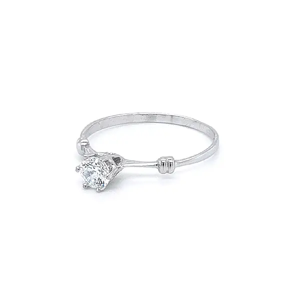 Engagement Ring with White Gold Zircon