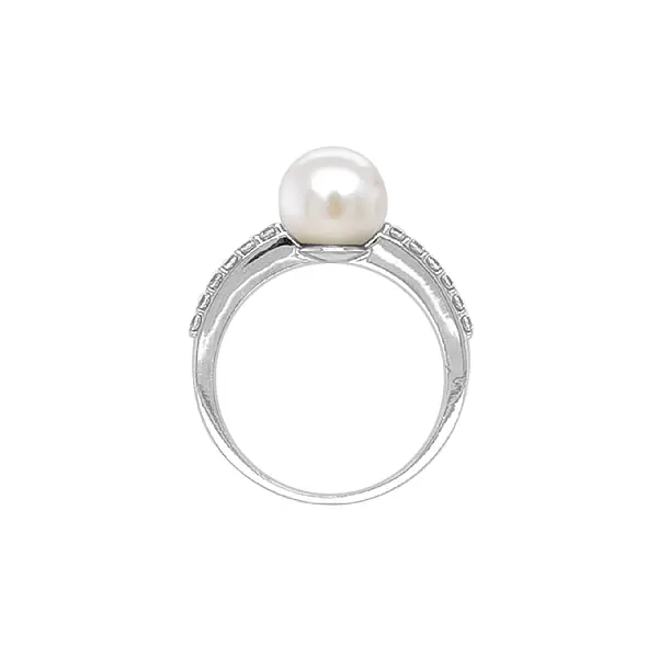 Gold Ring with Pearl and Zircones