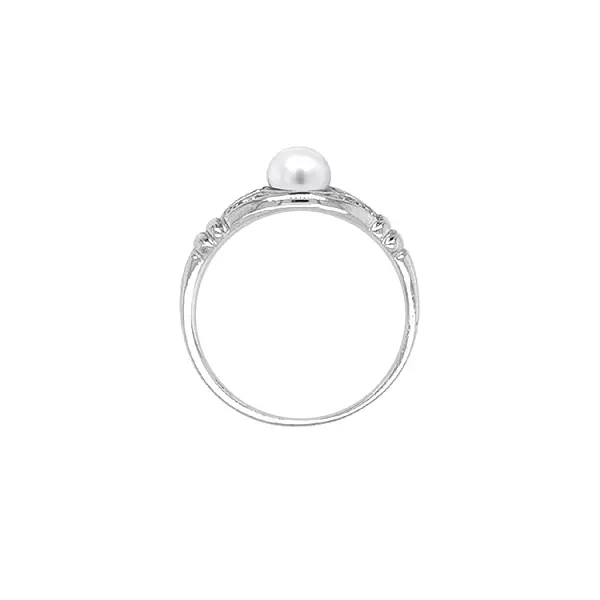 Gold Ring with Pearl and Zircones