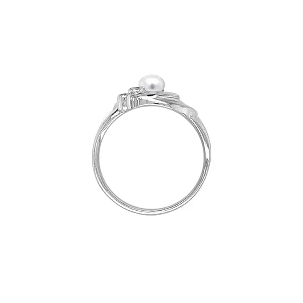Gold Ring with Pearl and Zircones
