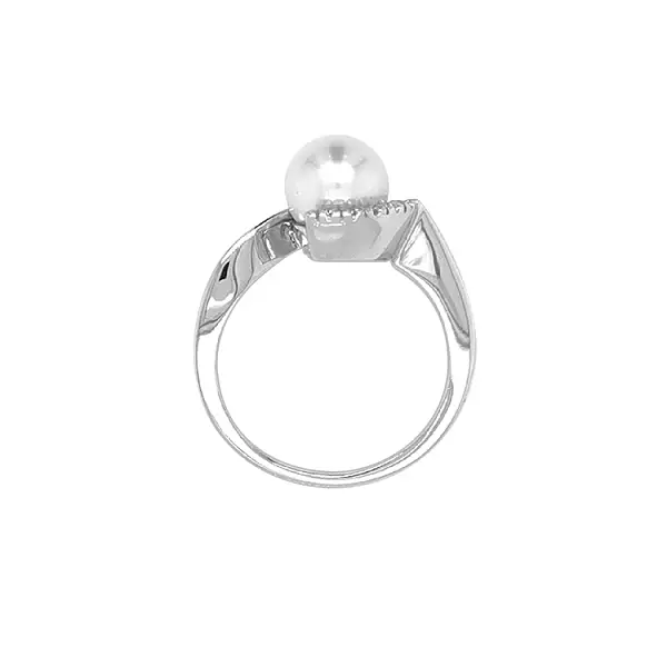 Gold Ring with Pearl and Zircones