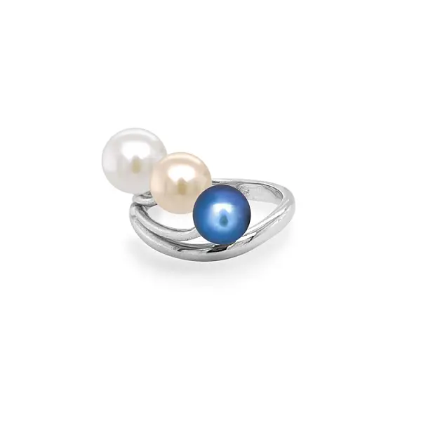 Gold Ring with Colored Pearls