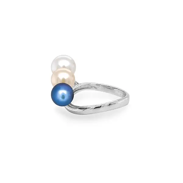 Gold Ring with Colored Pearls