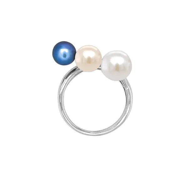 Gold Ring with Colored Pearls
