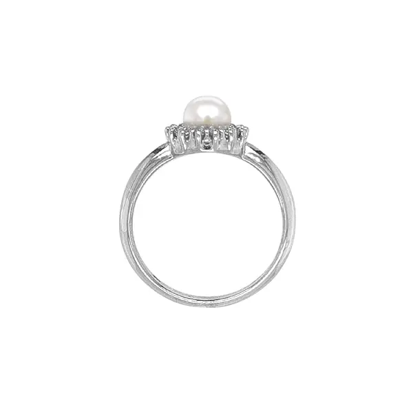 Gold Ring with Pearl and Zircones