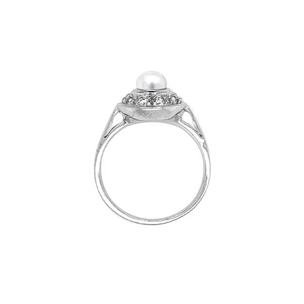 Gold Ring with Pearl and Zircones