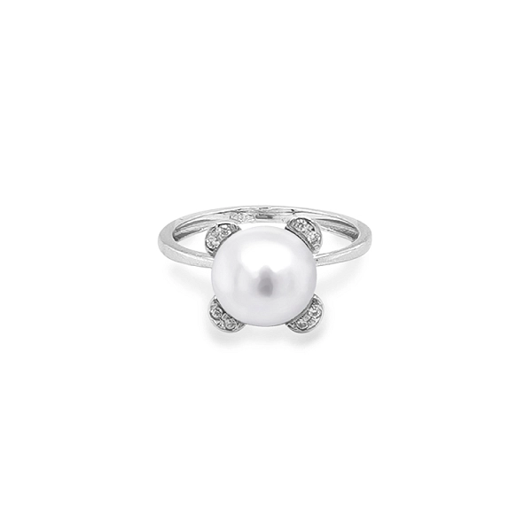 Gold Ring with Pearl and Zircones