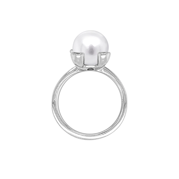 Gold Ring with Pearl and Zircones