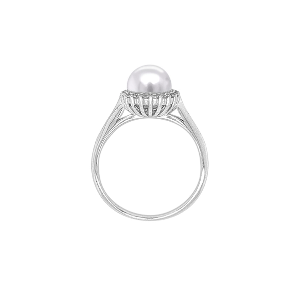 Gold Ring with Pearl and Zircones