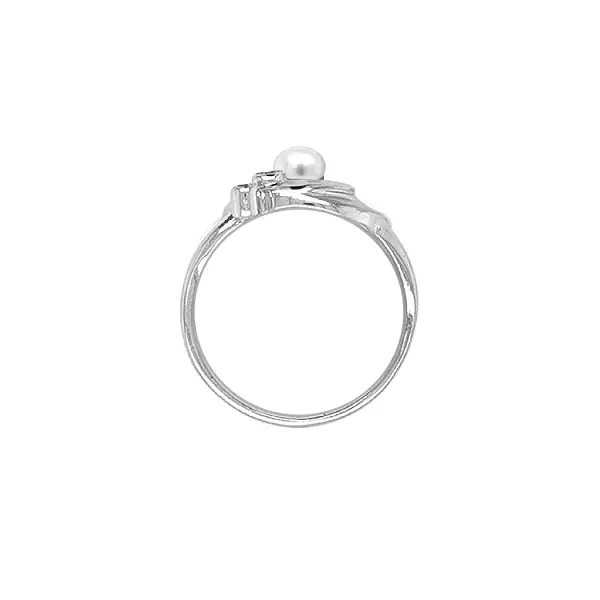 Gold Ring with Pearl and Zircones