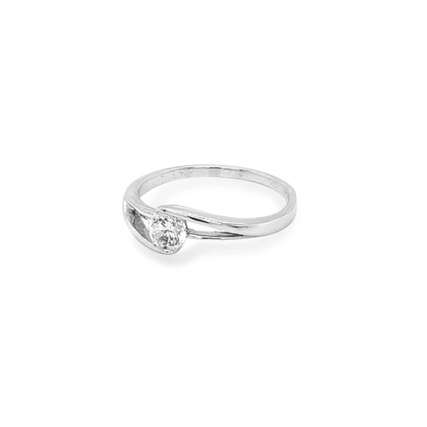 Gold Engagement Ring with Zircon