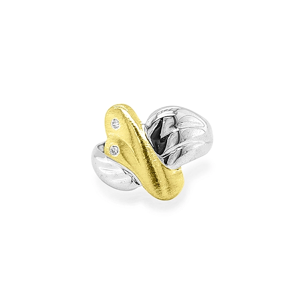Gold Ring with Zircones made of Combined Gold