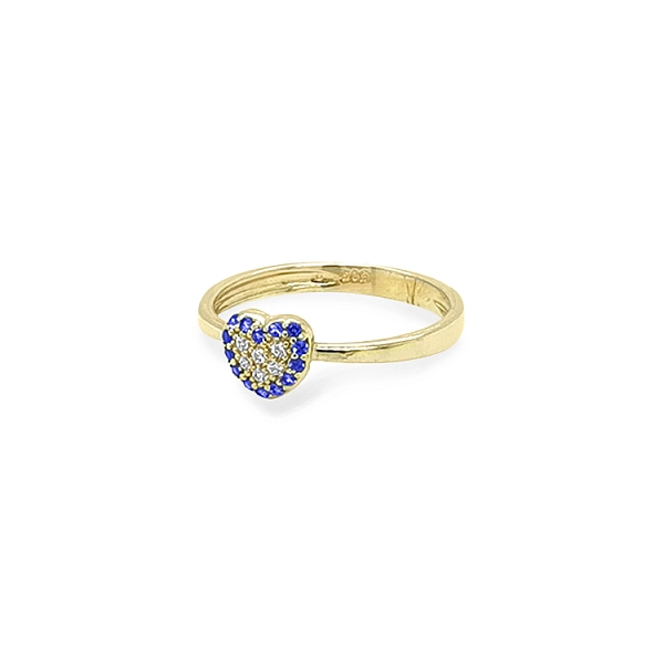 Gold Heart Ring with Colored Stones