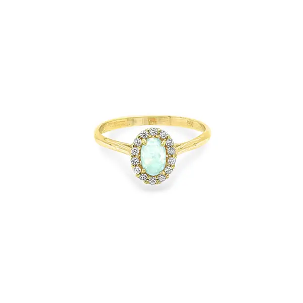 Gold Ring with Opal and Zircones