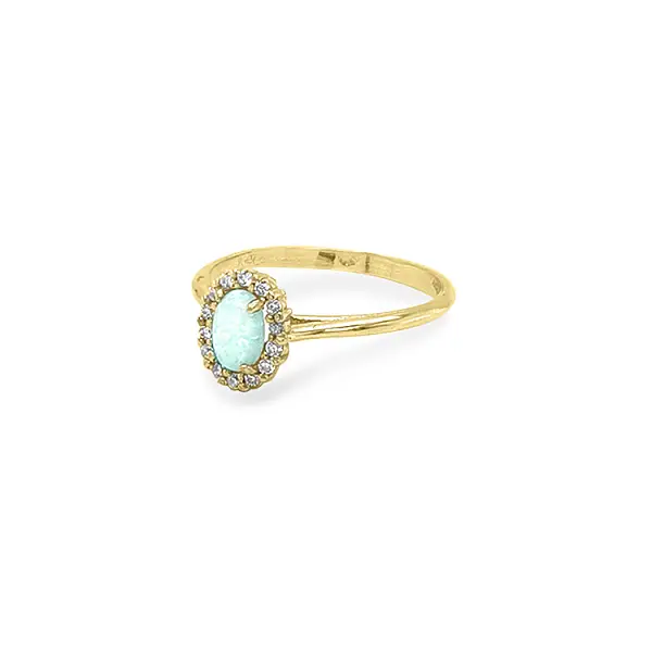 Gold Ring with Opal and Zircones
