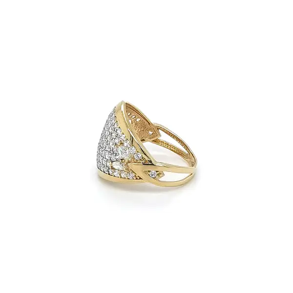 Gold Ladies Ring with Zircones