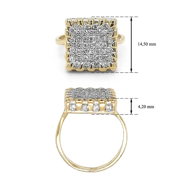 Gold Ring with Zircons