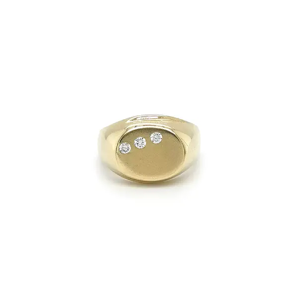 Gold Men's Ring with Zircons