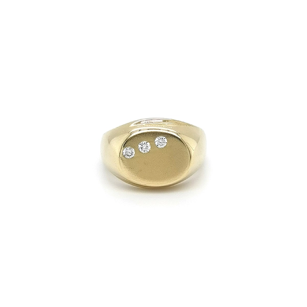 Gold Men's Ring with Zircons