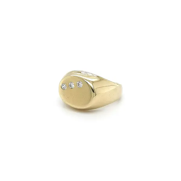 Gold Men's Ring with Zircons
