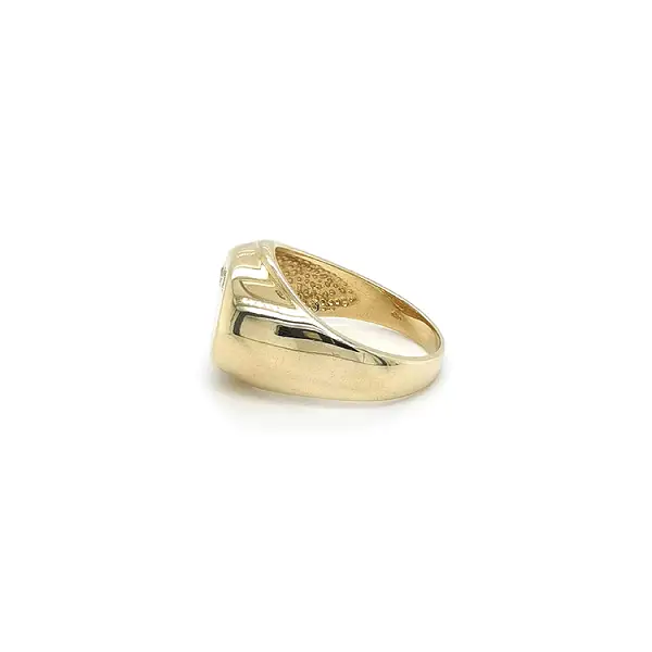 Gold Men's Ring with Zircons