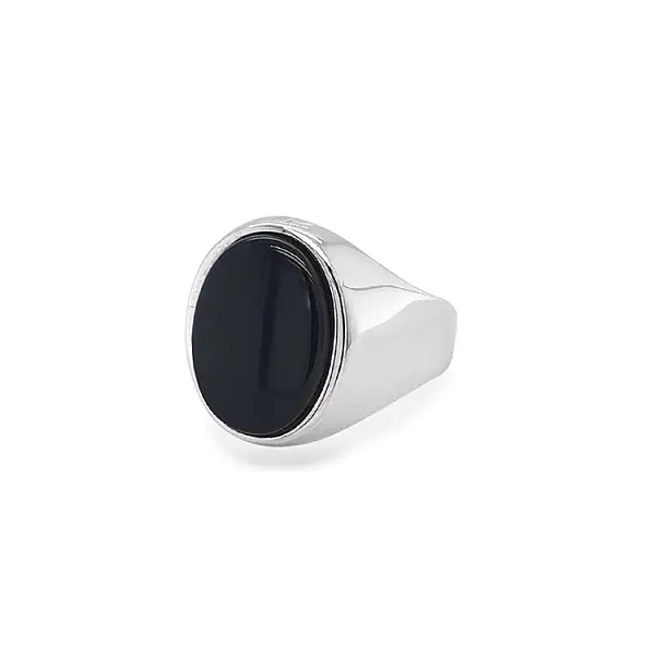 Golden Men's Ring with Onyx