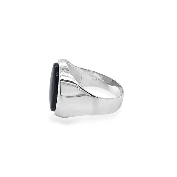 Golden Men's Ring with Onyx