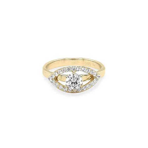 Gold Ring with Zircons