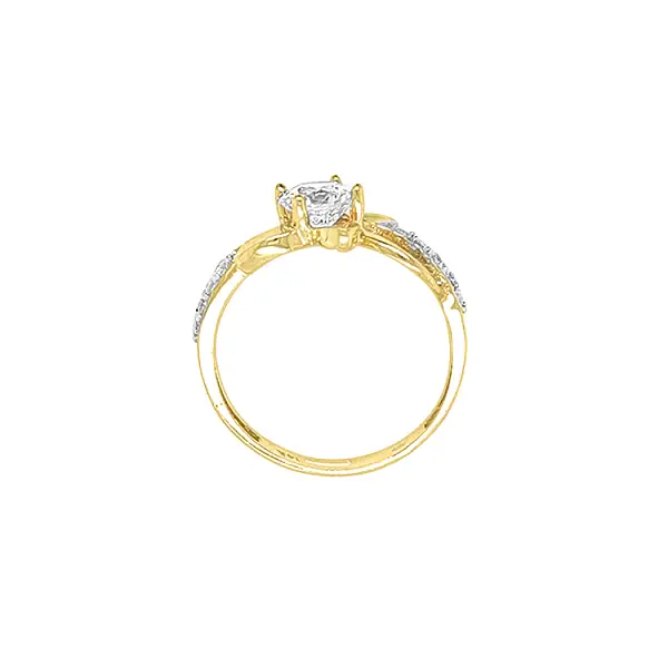 Gold Ring Flower with Zircons