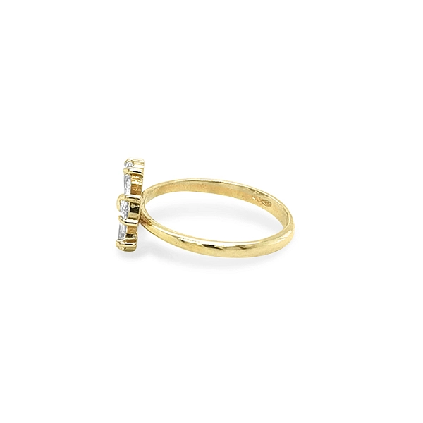 Gold Ring Flower with Zircons