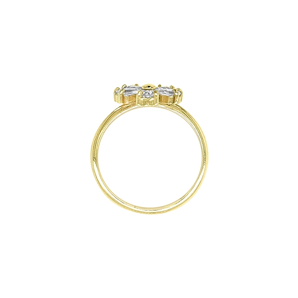 Gold Ring Flower with Zircons