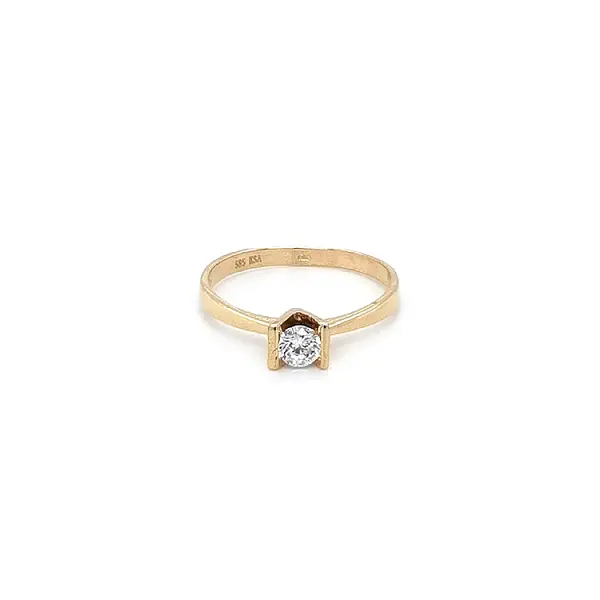 Gold Engagement Ring with Zircon