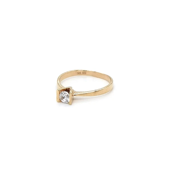 Gold Engagement Ring with Zircon