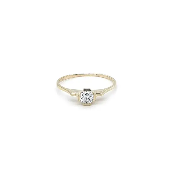 Gold Engagement Ring with Zircon