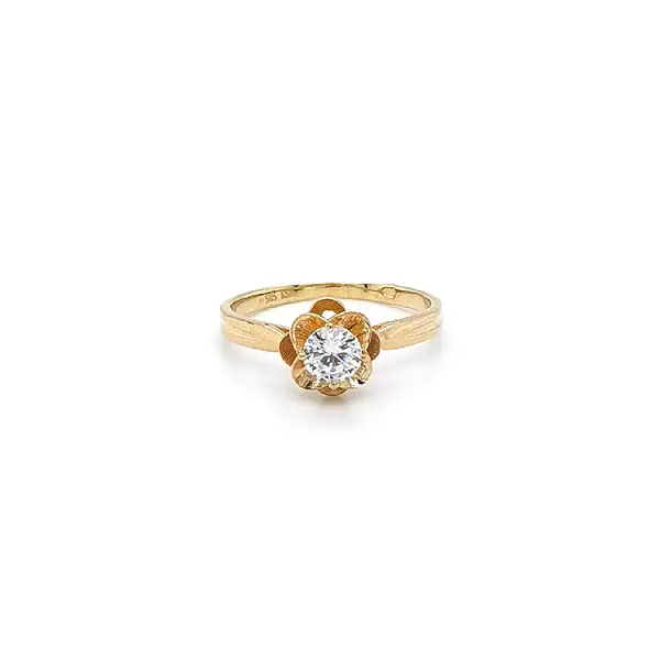 Gold Ring with Zircon