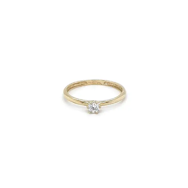 Gold Engagement Ring with Zircon