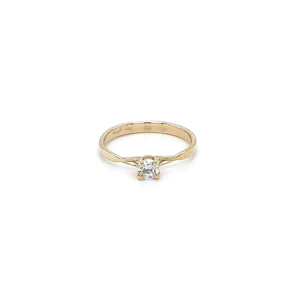 Gold Engagement Ring with Zircon