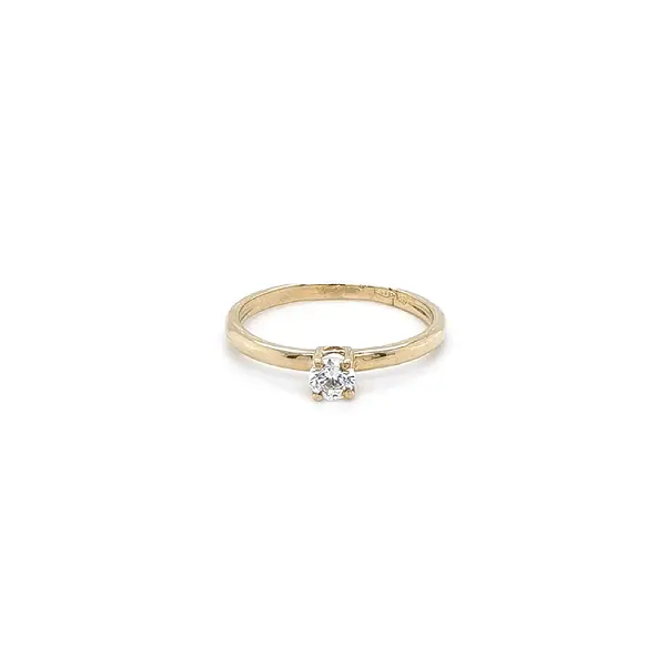 Gold Engagement Ring with Zircon