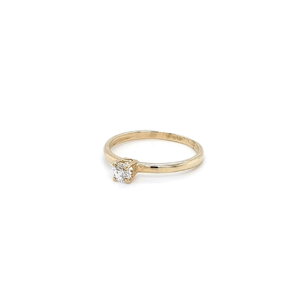 Gold Engagement Ring with Zircon