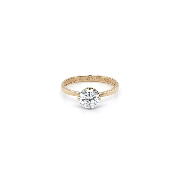 Gold Engagement Ring with Zircon