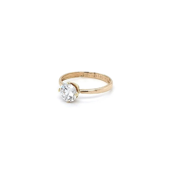 Gold Engagement Ring with Zircon