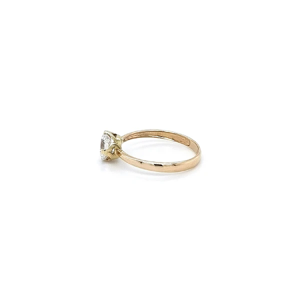 Gold Engagement Ring with Zircon