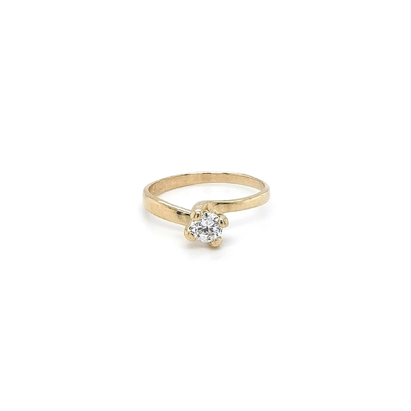 Gold Engagement Ring with Zircon