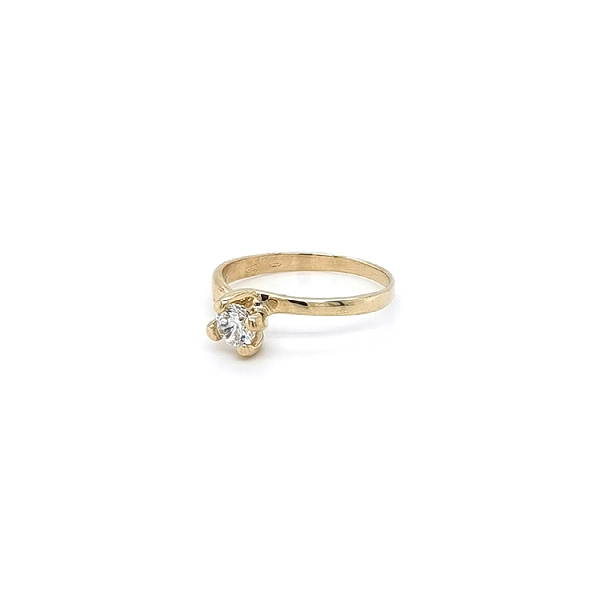 Gold Engagement Ring with Zircon
