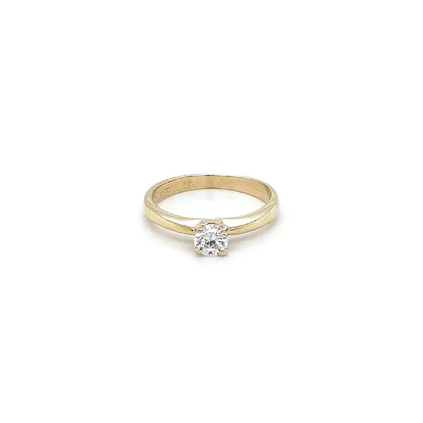Gold Engagement Ring with Zircon