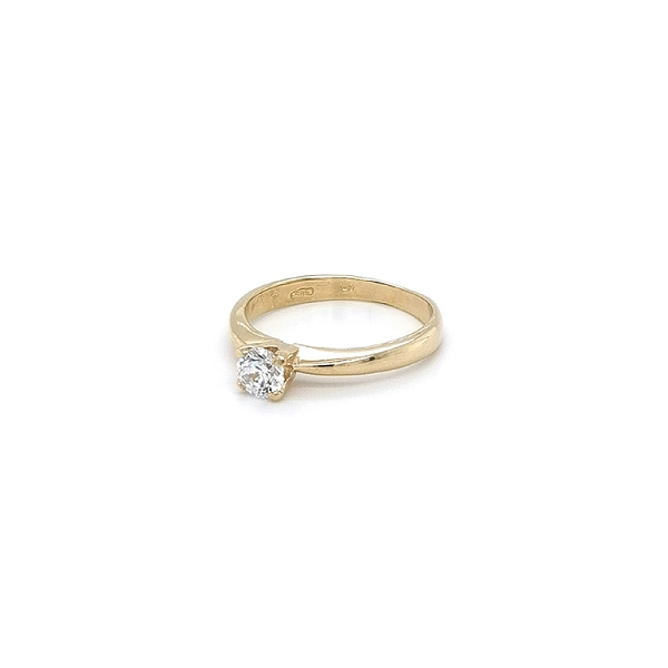 Gold Engagement Ring with Zircon