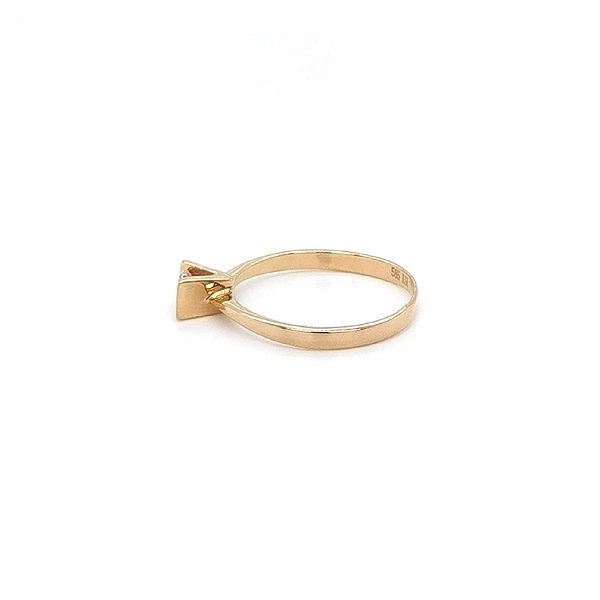 Gold Engagement Ring with Zircon