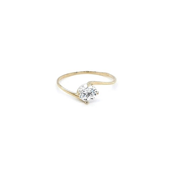 Gold Engagement Ring with Zircon